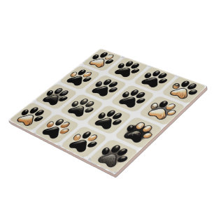 Carreau Empreinte de patte d'art unique
