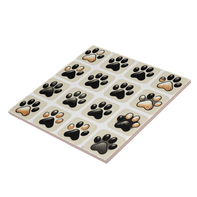 Carreau Empreinte de patte d'art unique (Côté)