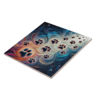 Carreau Empreinte de patte de canine de couleur énergétiqu