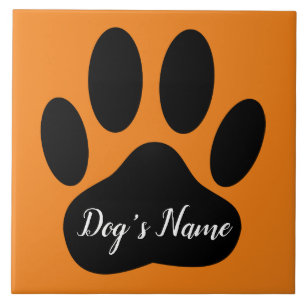 Carreau Empreinte de patte de chien avec nom personnalisé