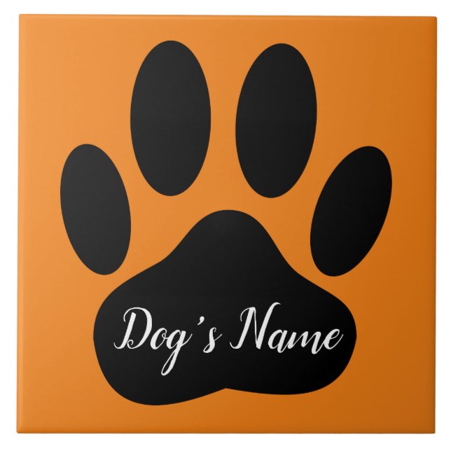 Carreau Empreinte de patte de chien avec nom personnalisé  (Devant)