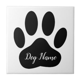 Carreau Empreinte de patte de chien avec nom personnalisé