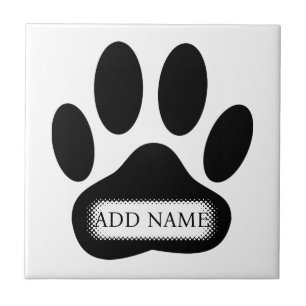 Carreau Empreinte de patte de chien avec nom personnalisé