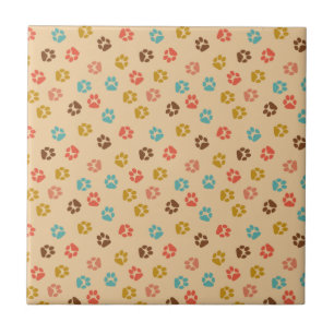 Carreau Empreinte de Patte de Chien Couleur Vintage Amoure