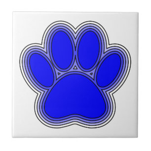 Carreau Empreinte de patte de chien en bleu avec contours
