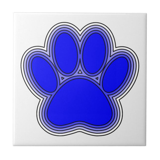 Carreau Empreinte de patte de chien en bleu avec contours (Devant)