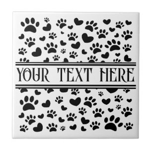 Carreau Empreinte de patte de chien et coeur avec nom pers