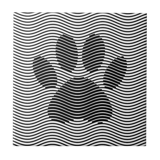 Carreau Empreinte de patte De Chien Sur Les Vagues Noires  (Devant)