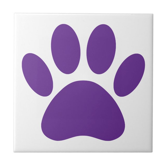 Carreau Empreinte de patte de chien violette carrée (Devant)