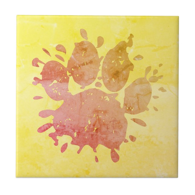 Carreau Empreinte de patte Distressed Paint Splatter Dog (Devant)