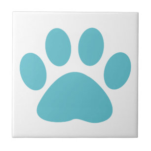 Carreau Empreinte de patte du chat de chien bleu