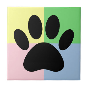 Carreau Empreintes de Patte de Chien Couleurs Pastel Perso