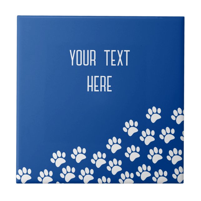 Carreau Empreintes de pattes Chiot Blanc Avec Texte Person (Devant)