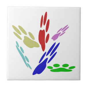 Carreau Empreintes de pattes de chiens avec Pois