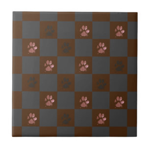 Carreau Empreintes de pattes modernes Checkerboard Burgund