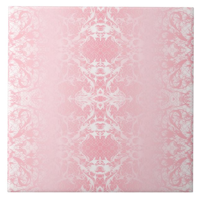 Carreau en céramique à motif abstrait rose (Devant)