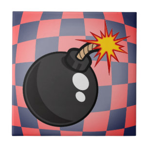 Carreau en céramique à motif de bombe rétro à fusé
