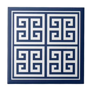Carreau en céramique à motif de clé grecque