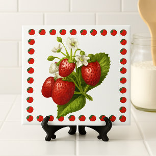 Carreau en céramique à motif de fraise de style ca