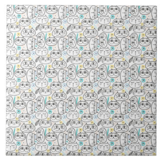 Carreau en céramique à motif de tête de chat