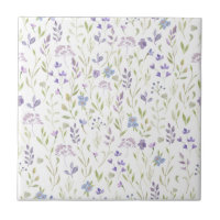 Carreau en céramique à motif floral violet