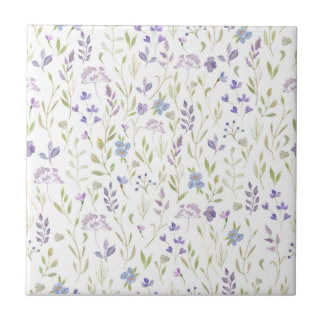 Carreau en céramique à motif floral violet