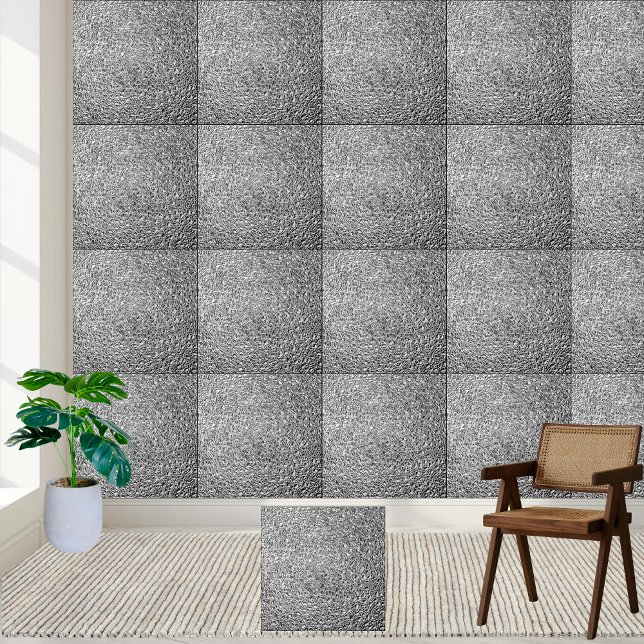 Carreau en céramique Abstrait en argent (Abstract Silver Geometric Texture Ceramic Tile)