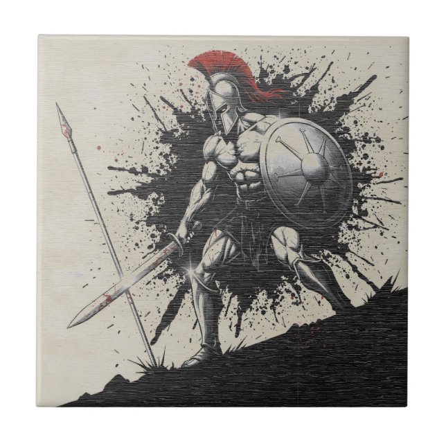 Carreau en céramique avec éclaboussure d'encre de  (Devant)