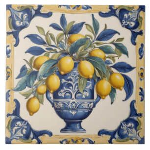 Carreau en céramique bleu or Citron Amalfi Italien