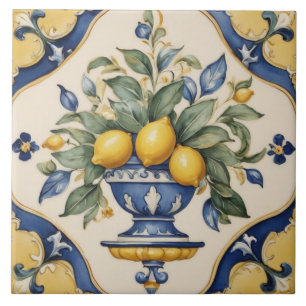 Carreau en céramique bleu or Citron Amalfi Italien