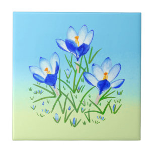 Carreau en céramique Crocus Bleu Bleu Clair et Jau