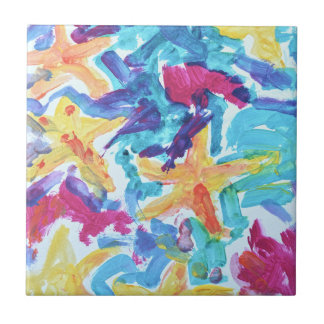 Carreau en céramique d'art étoile de mer coloré ab