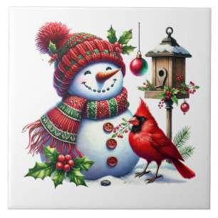 Carreau en céramique de bonhomme de neige de vacan