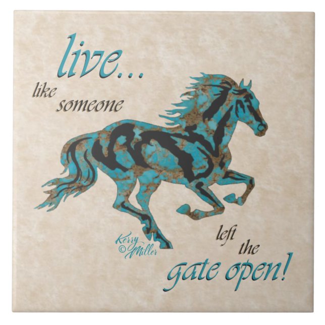 Carreau en céramique de cheval inspirant (Devant)