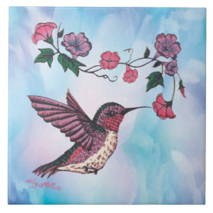 Carreau en céramique de colibri