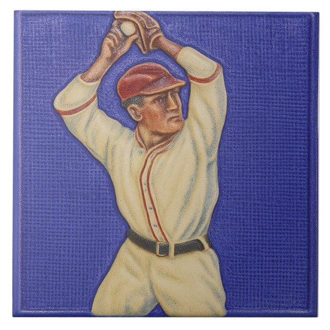 Carreau en céramique de design de baseball vintage (Devant)