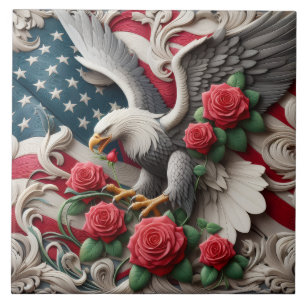 Carreau en céramique de l'aigle patriotique du dra