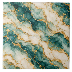 Carreau en céramique de marbre d'agate sarcelle et