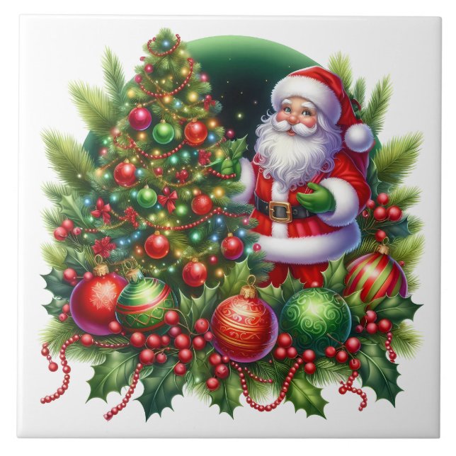 Carreau en céramique de Noël Père Noël (Devant)
