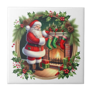 Carreau en céramique de Noël Père Noël