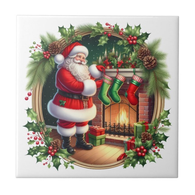 Carreau en céramique de Noël Père Noël (Devant)