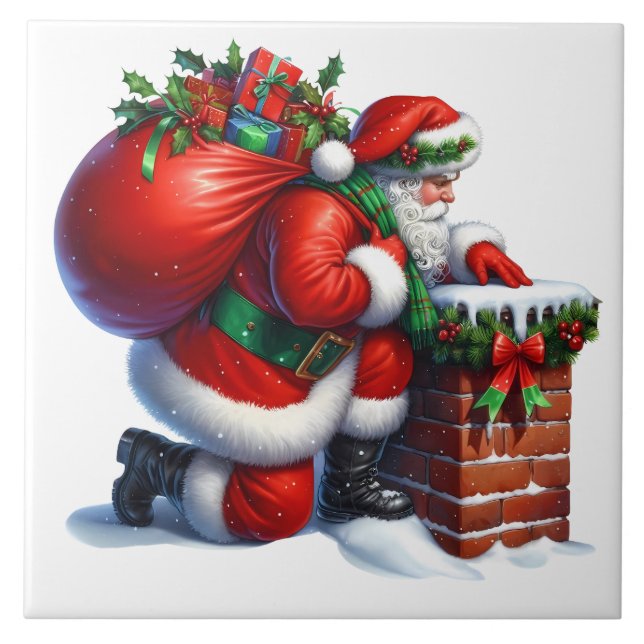 Carreau en céramique de Noël Père Noël (Devant)