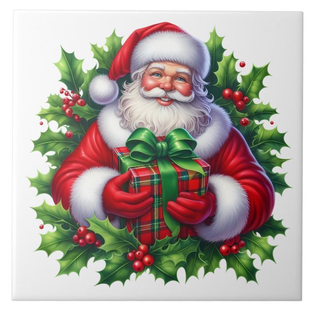 Carreau en céramique de Noël Père Noël (Devant)