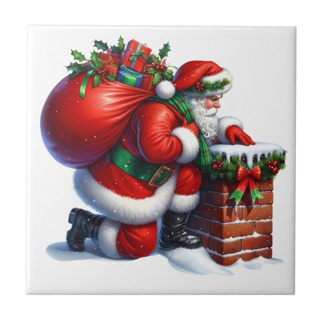 Carreau en céramique de Noël Père Noël (Devant)