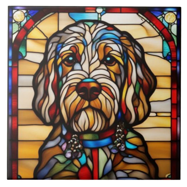 Carreau en céramique décoratif Labradoodle mignon (Devant)
