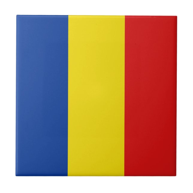 Carreau en céramique du drapeau de la Roumanie (Devant)