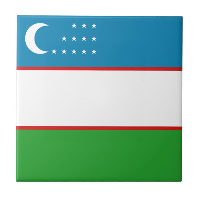 Carreau en céramique du drapeau de l'Ouzbékistan (Devant)