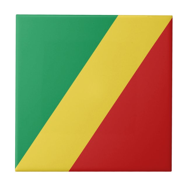 Carreau en céramique du drapeau du Congo-Brazzavil (Devant)