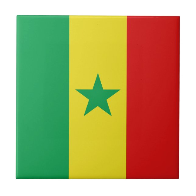 Carreau en céramique du drapeau du Sénégal (Devant)