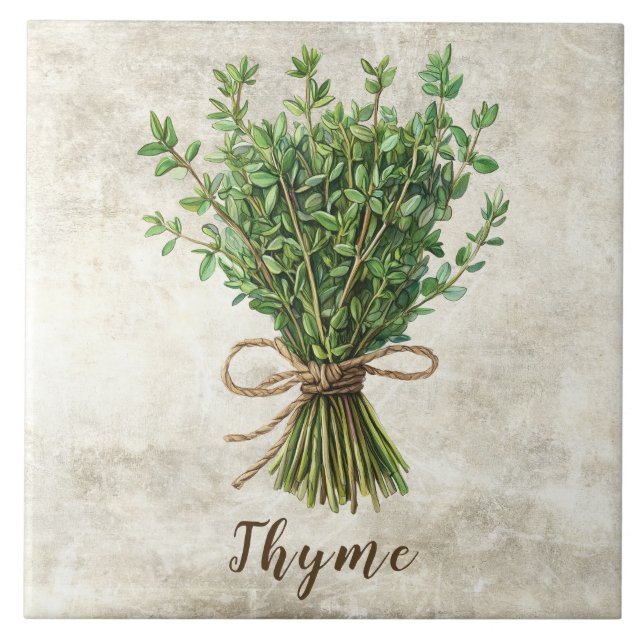 Carreau en céramique faux herbes rustiques thym ép (Devant)